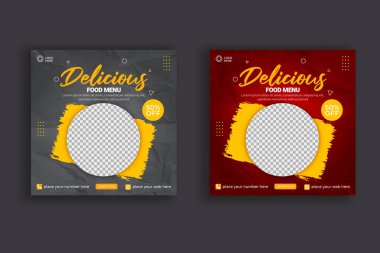 Vector healthy food menu social media banner post template design