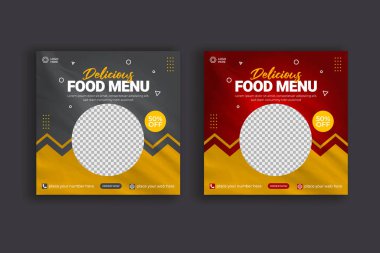Vector healthy food menu social media banner post template design
