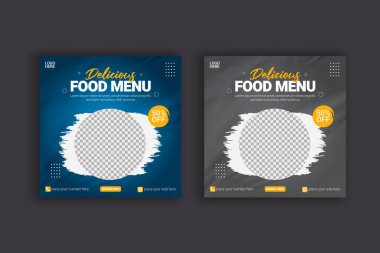 Vector healthy food menu social media banner post template design