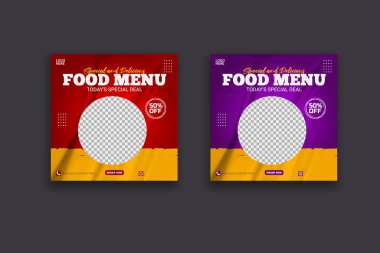 Vector healthy food menu social media banner post template design