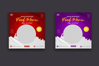 Vector healthy food menu social media banner post template design