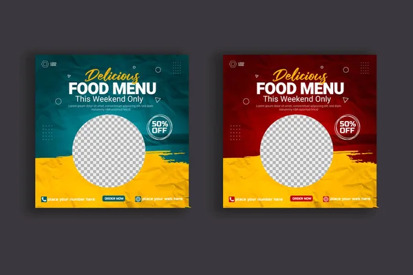 stock vector Vector healthy food menu social media banner post template design