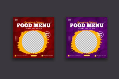 Vector food menu and restaurant social media banner template 