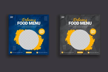 Vector food menu and restaurant social media banner template 