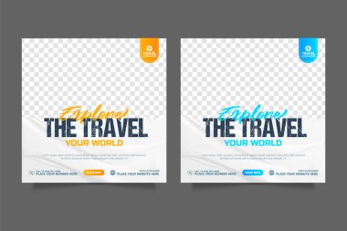 Vector travel and tour vacation social media post web banner