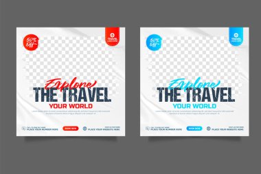 Vector travel and tour vacation social media post web banner