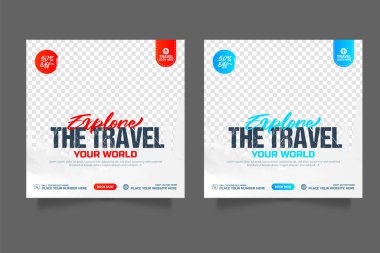 Vector travel and tour vacation social media post web banner