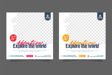 Vector travel and tour vacation social media post web banner