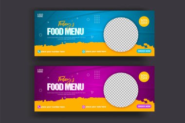 Vector food menu facebook cover design restaurant social media template