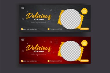 Vector food menu facebook cover design restaurant social media template