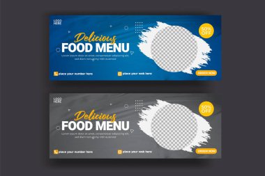 Vector food menu facebook cover design restaurant social media template
