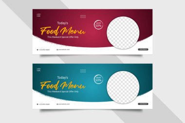 Vector food menu facebook cover design restaurant social media template