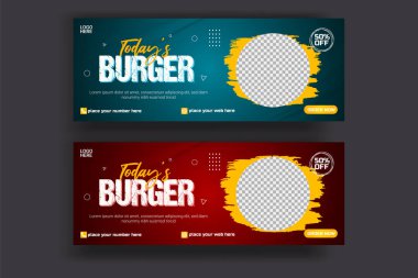 Vector food menu facebook cover design restaurant social media template