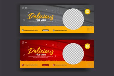 Vector food menu facebook cover design restaurant social media template