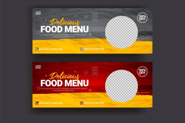 Vector food menu facebook cover design restaurant social media template