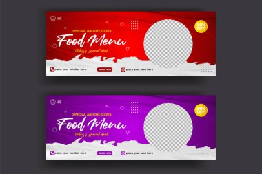 Vector food menu facebook cover design restaurant social media template