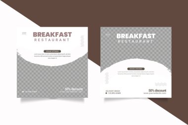 Vector food menu and restaurant social media banner template 