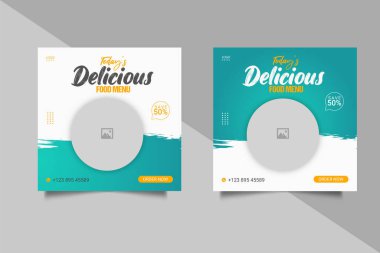 Vector food menu and restaurant social media banner template 