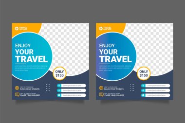 Vector travel tour instagram post banner or square flyer template premium