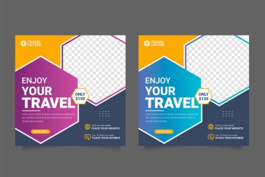 Vector travel social media facebook instagram post template tourism