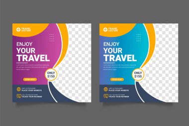 Vector travel holiday vacation social media post web banner