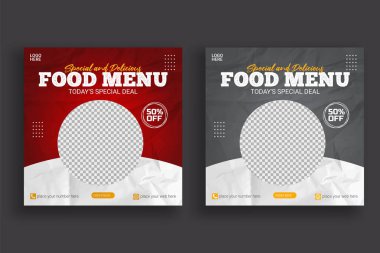Vector healthy food menu social media banner post template