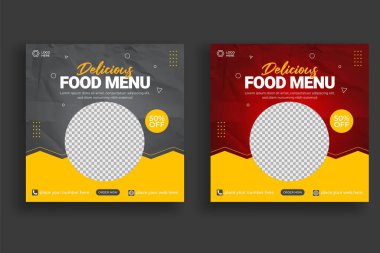 Vector healthy food menu social media banner post template