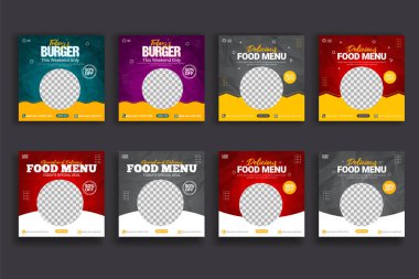 Vector healthy food menu social media banner post template