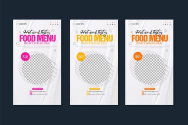 Vector food instagram story template collection
