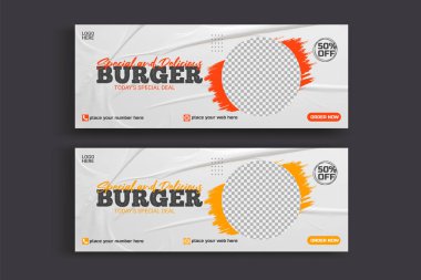 Vector food menu facebook cover design restaurant social media template