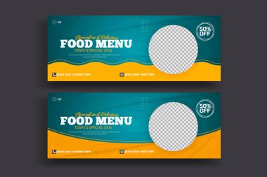 Vector food menu facebook cover design restaurant social media template