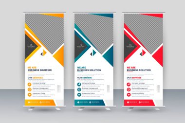 Vector roll up display standee banner design for corporate business with creative
