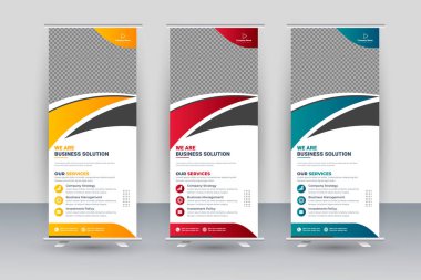 Vector roll up display standee banner design for corporate business with creative