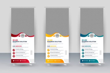 Vector roll up display standee banner design for corporate business with creative