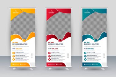 Vector roll up display standee banner design for corporate business with creative