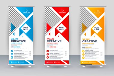 Vector roll up display standee banner design for corporate business with creative