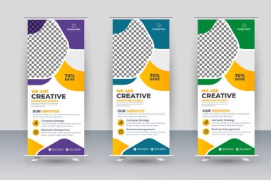 Vector roll up display standee banner design for corporate business with creative