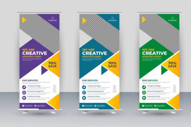 Vector roll up display standee banner design for corporate business with creative