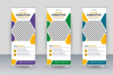 Vector roll up display standee banner design for corporate business with creative