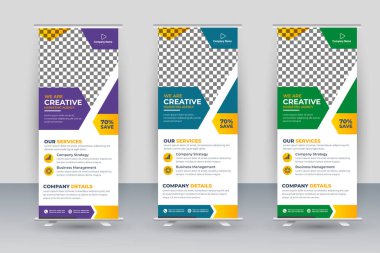 Vector roll up display standee banner design for corporate business with creative