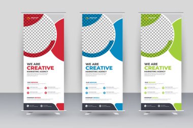 Vector creative modern roll up banner design template