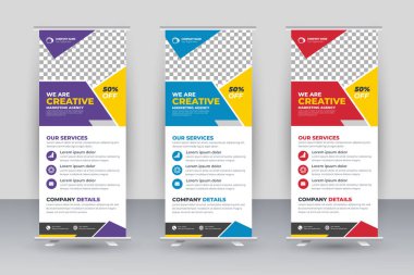 Vector creative modern roll up banner design template