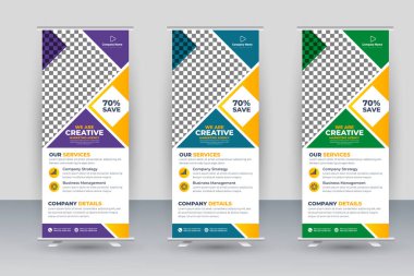 Vector professional modern corporate stand roll up banner and pull up banner template