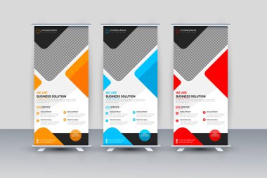 Vector professional modern corporate stand roll up banner and pull up banner template