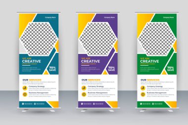 Vector professional modern corporate stand roll up banner and pull up banner template