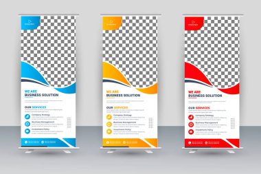 Vector professional modern corporate stand roll up banner and pull up banner template