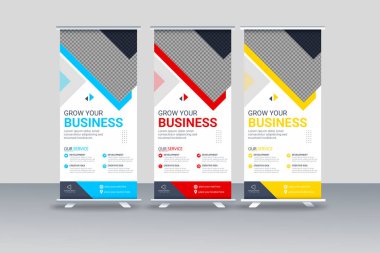 Vector professional modern corporate stand roll up banner and pull up banner template