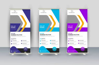 Vector professional modern corporate stand roll up banner and pull up banner template