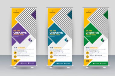 Vector professional modern corporate stand roll up banner and pull up banner template