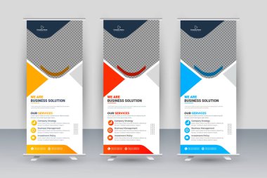 Vector professional modern corporate stand roll up banner and pull up banner template